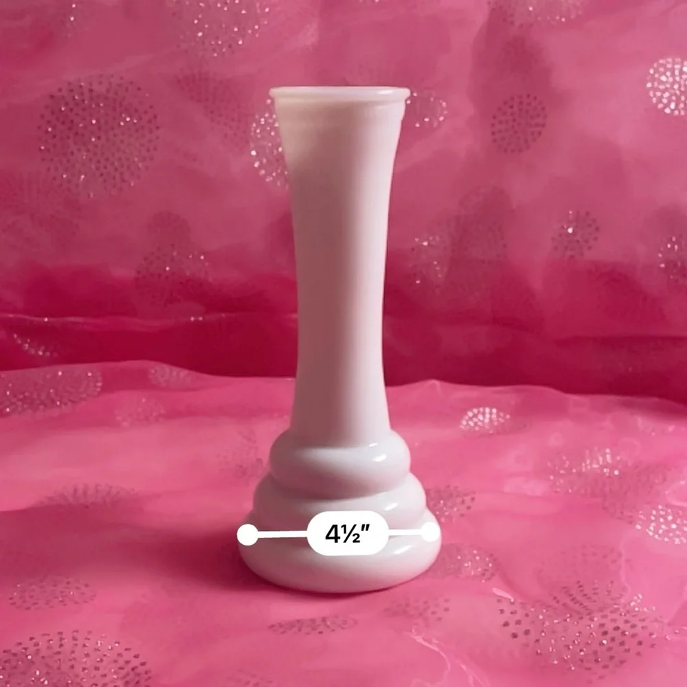 Vintage White Glass Flower Vase 5.5 Inches